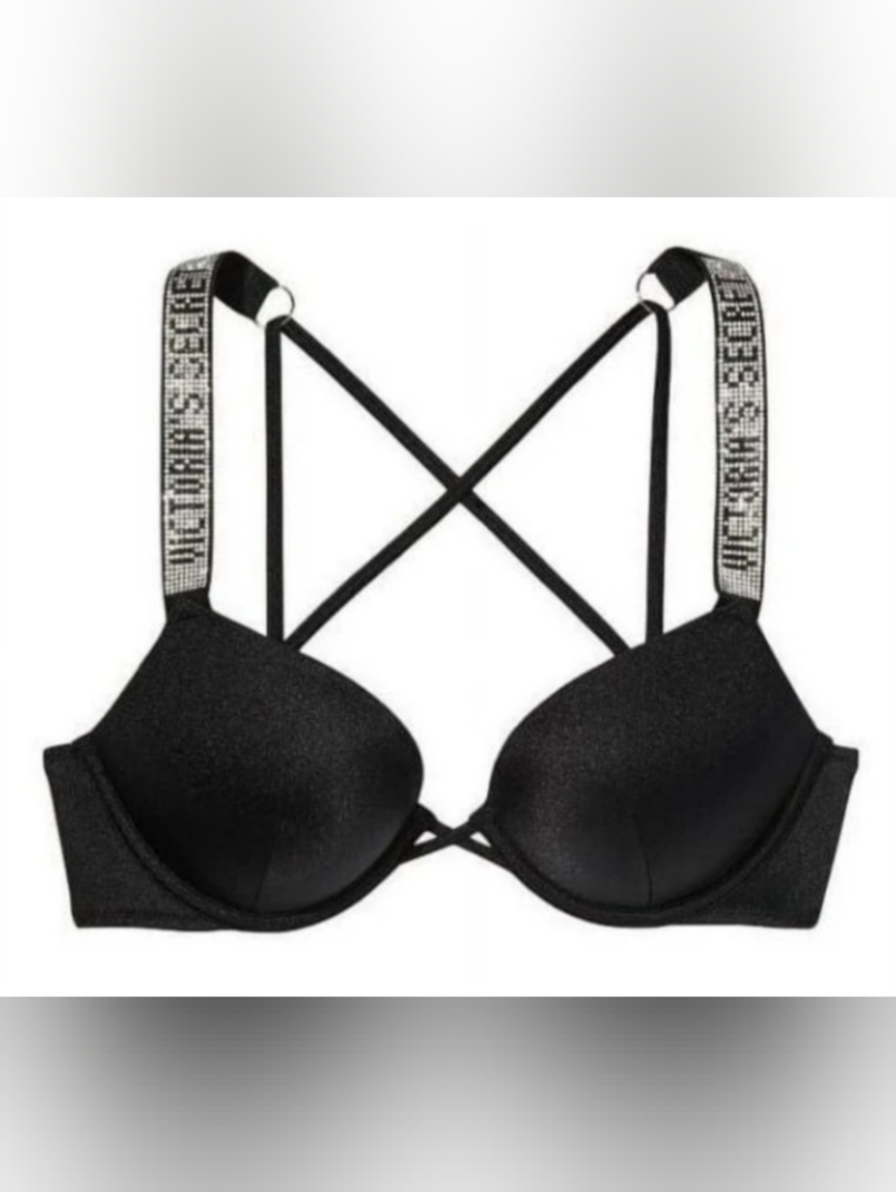 38C 36D 36DD VS Swim Shine Strap Bombshell Bikini Top Black